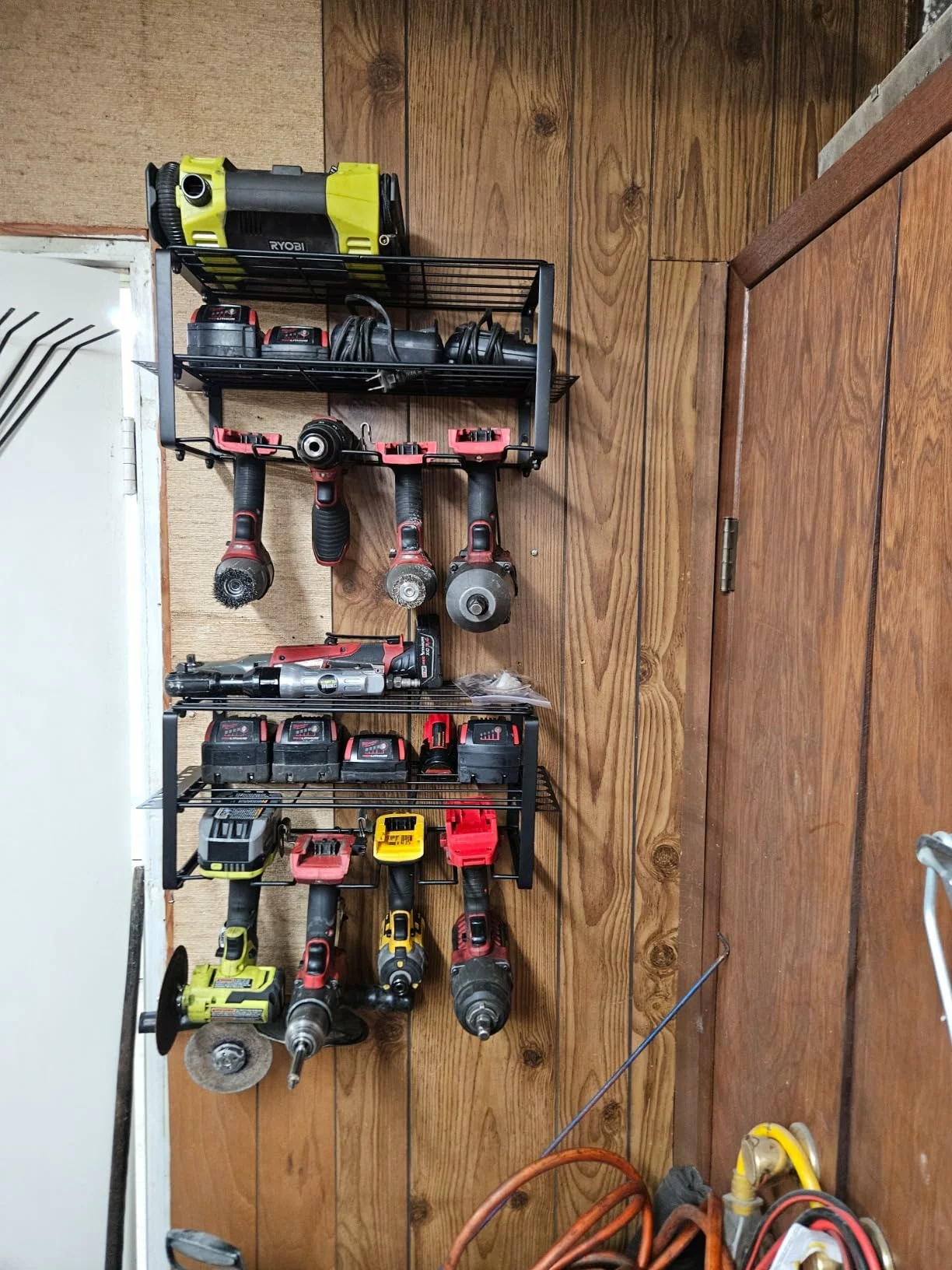 Click to view full screen Power Tool Organizer 2Pcs Drill Holder Wall Mount Garage Storage Rack For Handheld Power Tools Metal Drill Holder For Garage Shed photo review