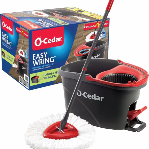 EasyWring Microfiber Spin Mop Bucket Floor Cleaning System Square Mop Foldable Handle For Hardwood Tile Marble Wall Cleaning