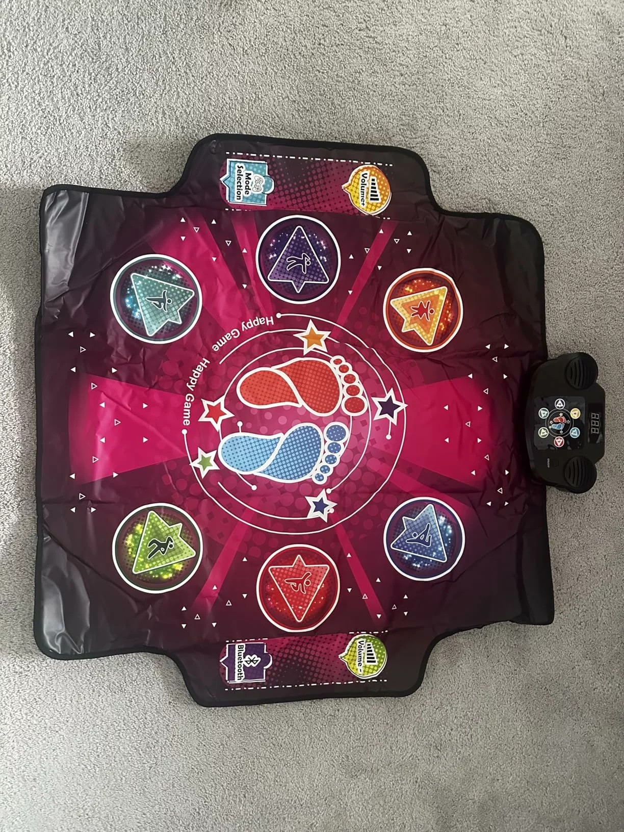 Click to view full screen Electronic Dance Mat for Kids, Upgraded Light-Up 6 Button Bluetooth Play Pad with Music photo review