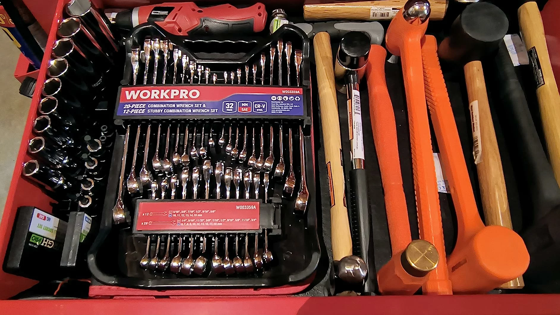 Click to view full screen 32Pcs SAE & Metric Combination Wrench Set 20 Standard 12 Stubby Wrenches With Organizer Tray Steel Mirror Chrome photo review