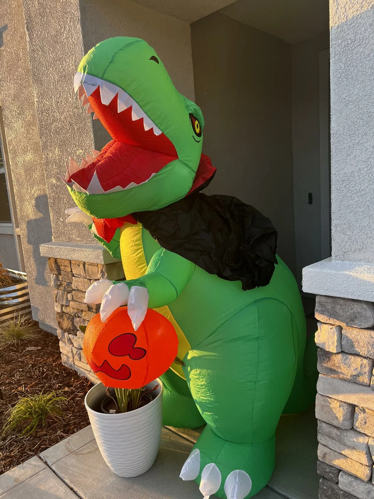 Click to view full screen 8FT Halloween Inflatables Outdoor Decorations Funny Pumpkin Black Cat Ghost Tombstone Blow Up with LED Lights Yard photo review