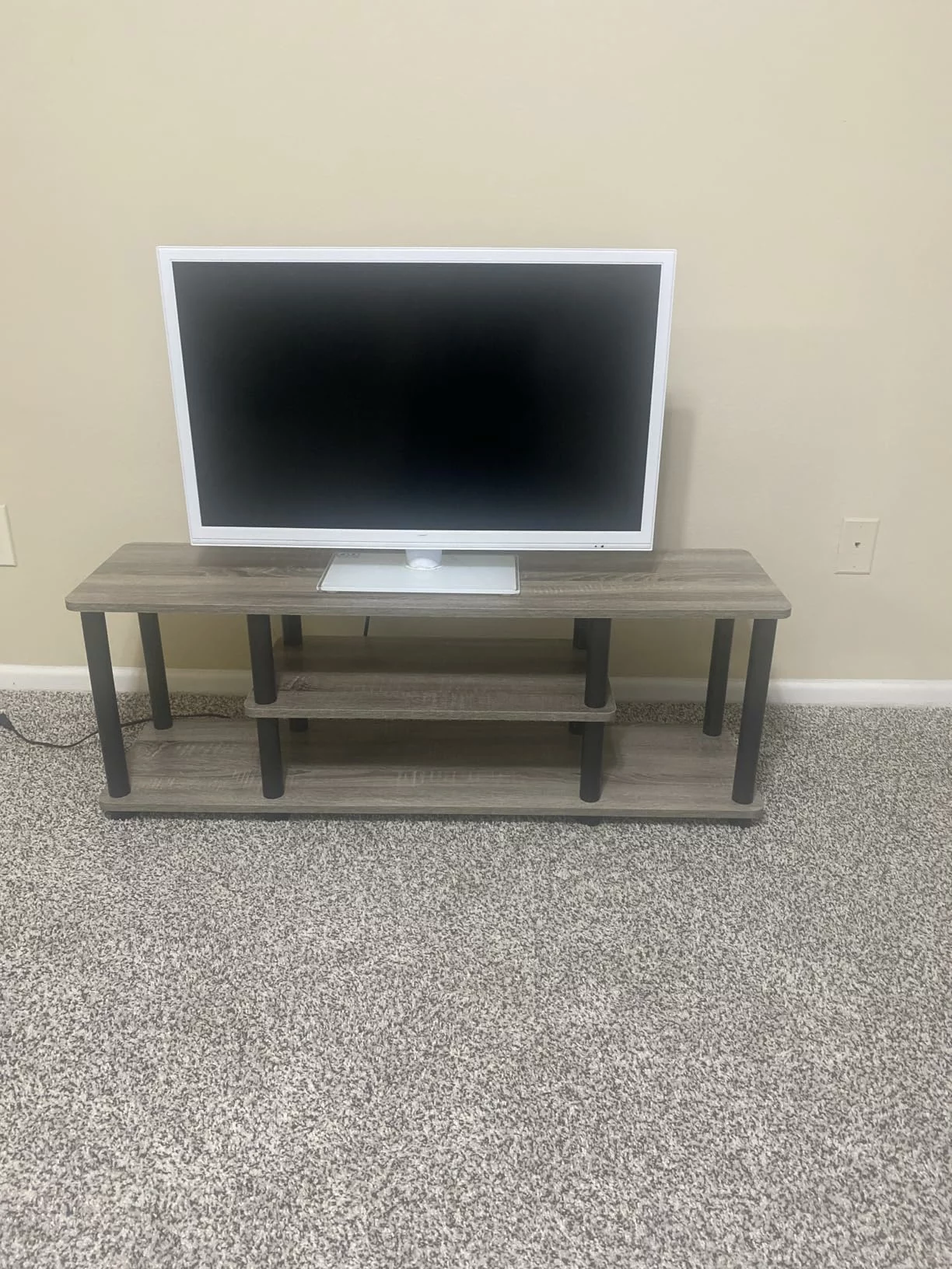 Click to view full screen Furinno Turn-N-Tube No Tools 3D TV Stand for 55 inch Entertainment Center Media Storage Shelf 3 Tier Home Table Round Tubes photo review