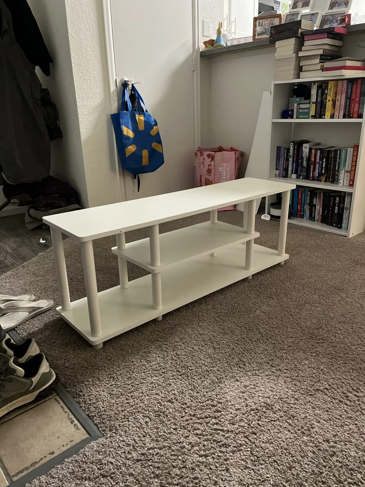 Click to view full screen Furinno Turn-N-Tube No Tools 3D TV Stand for 55 inch Entertainment Center Media Storage Shelf 3 Tier Home Table Round Tubes photo review