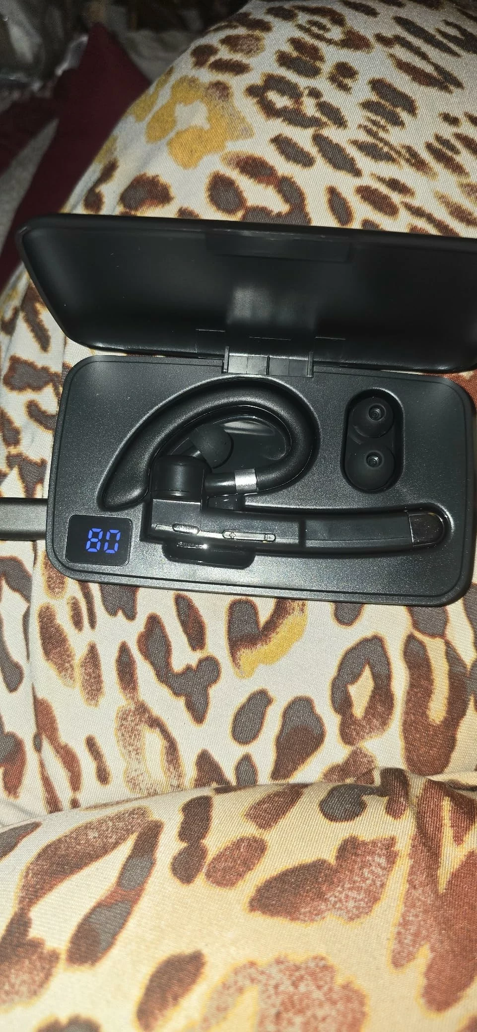 Click to view full screen Bluetooth Headset for Cell Phones with LED Charging Case, 500Hrs Standby Hands-Free Earphone Bluetooth 5.4 Rotatable Mic photo review