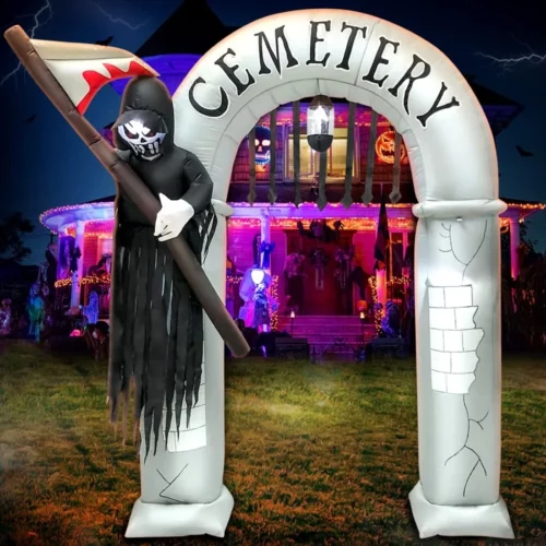 8FT Halloween Inflatables Archway Decoration with Led Light Spooky Scary Halloween Inflatables Grim 01