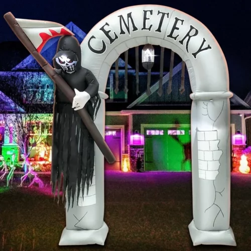 8FT Halloween Inflatables Archway Decoration with Led Light Spooky Scary Halloween Inflatables Grim 06