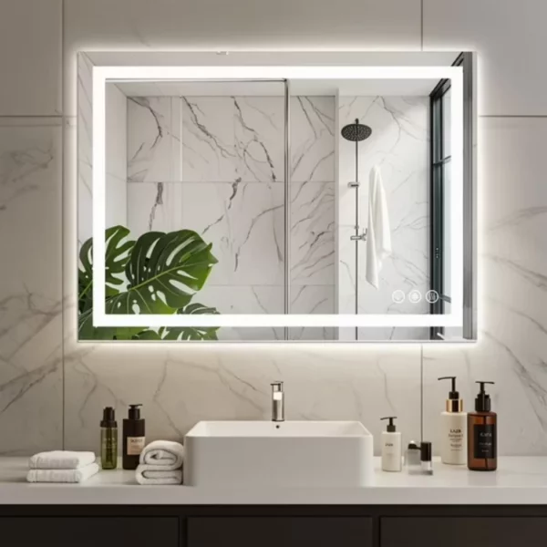 LED Vanity Mirror for Bathroom 24x32 Inch, Wall Mounted Backlit Mirror with Demister, Fogless, 3 Color Lighting