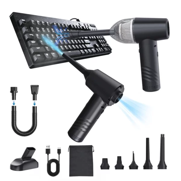 Compressed Air Duster Electric – Cordless Computer & Keyboard Vacuum Cleaner, 11000PA Mini PC Air Blower