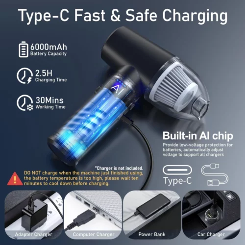 Compressed Air Duster Electric Computer Vacuum Cleaner for Keyboard Duster Cleaning Dust Vacuum Cord 06
