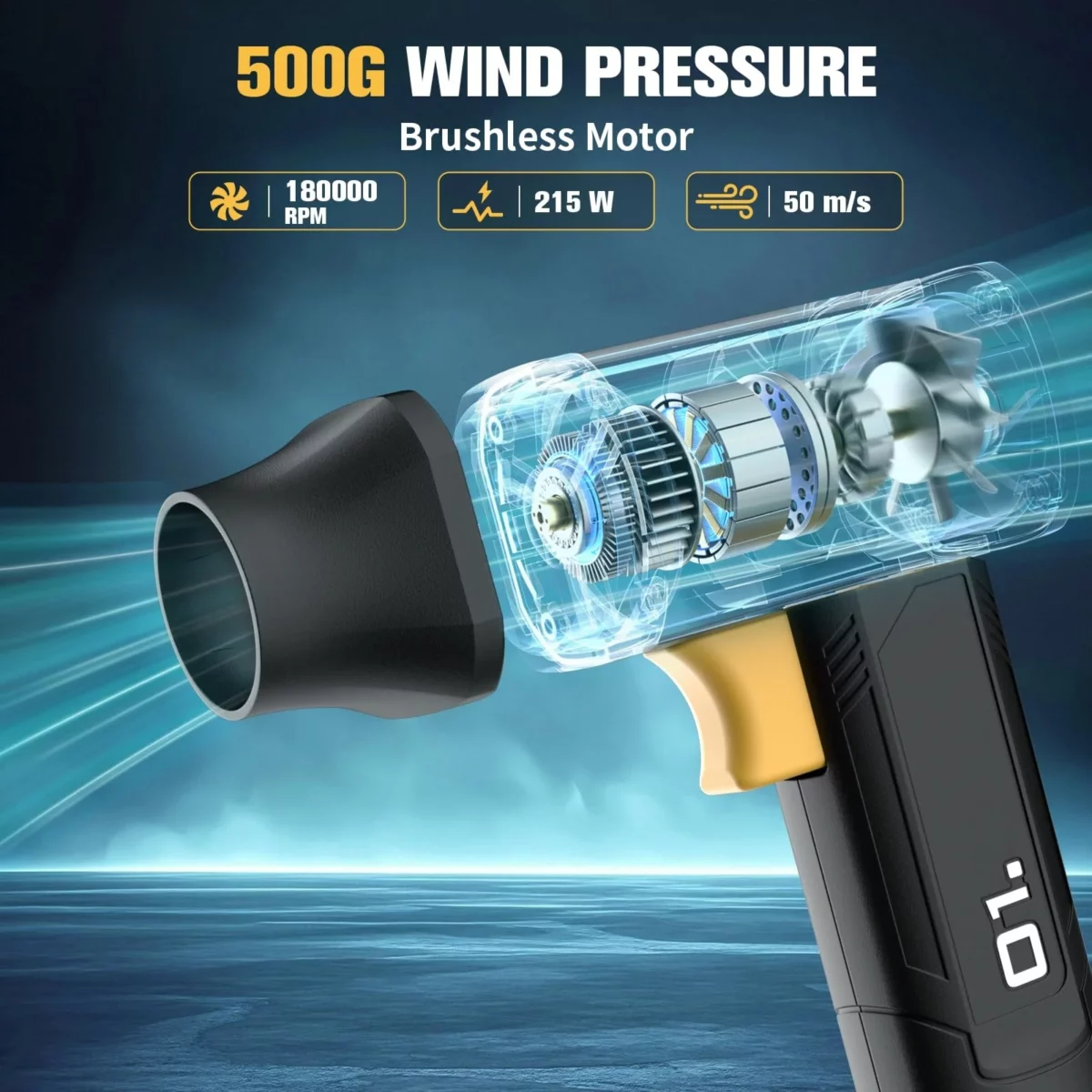 Compressed Air Duster with 180000RPM Super Power Cordless Electric Air Duster with 2x3000mAh Rechar 03