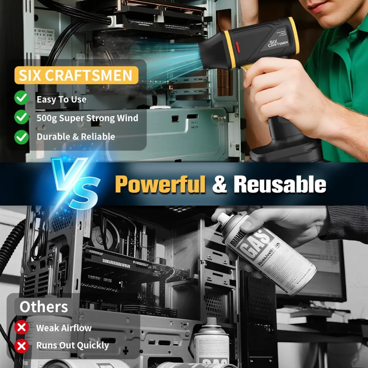 Compressed Air Duster with 180000RPM Super Power Cordless Electric Air Duster with 2x3000mAh Rechar 06