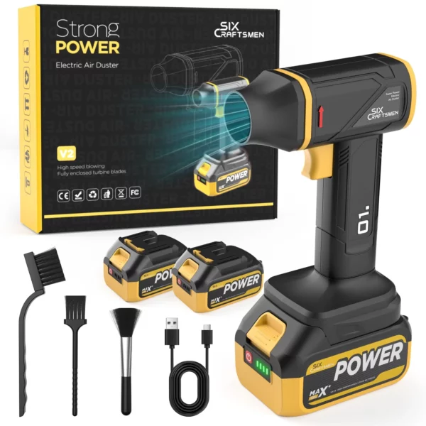 Powerful Compressed Air Duster – 180000RPM, Cordless Electric with Rechargeable Batteries, Portable Mini Blower
