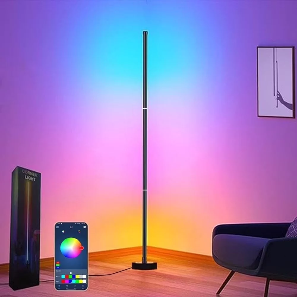 Corner Floor Lamp Smart RGB LED Corner Lamp with Spotlight 10 Million Colors Changing LED Floor Lamp with App Control Music Sync Timer Mood Lighting for Living Room Christmas Decoration 01