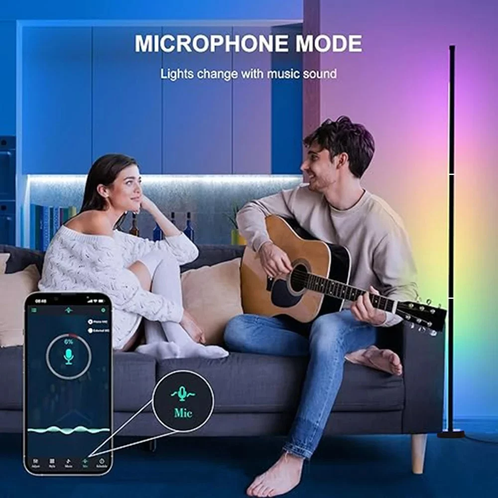 Corner Floor Lamp Smart RGB LED Corner Lamp with Spotlight 10 Million Colors Changing LED Floor Lamp with App Control Music Sync Timer Mood Lighting for Living Room Christmas Decoration 03