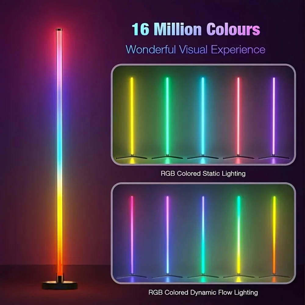 Corner Floor Lamp Smart RGB LED Corner Lamp with Spotlight 10 Million Colors Changing LED Floor Lamp with App Control Music Sync Timer Mood Lighting for Living Room Christmas Decoration 04