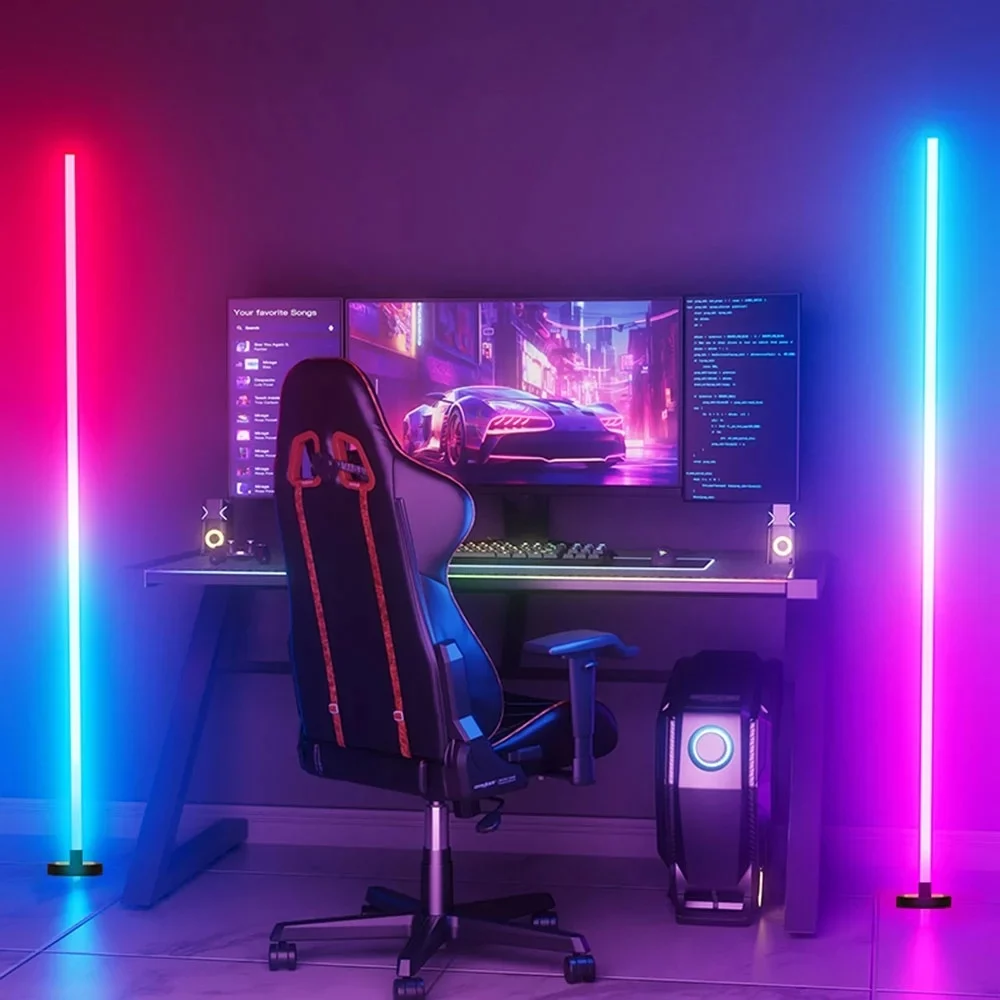 Corner Floor Lamp Smart RGB LED Corner Lamp with Spotlight 10 Million Colors Changing LED Floor Lamp with App Control Music Sync Timer Mood Lighting for Living Room Christmas Decoration 05