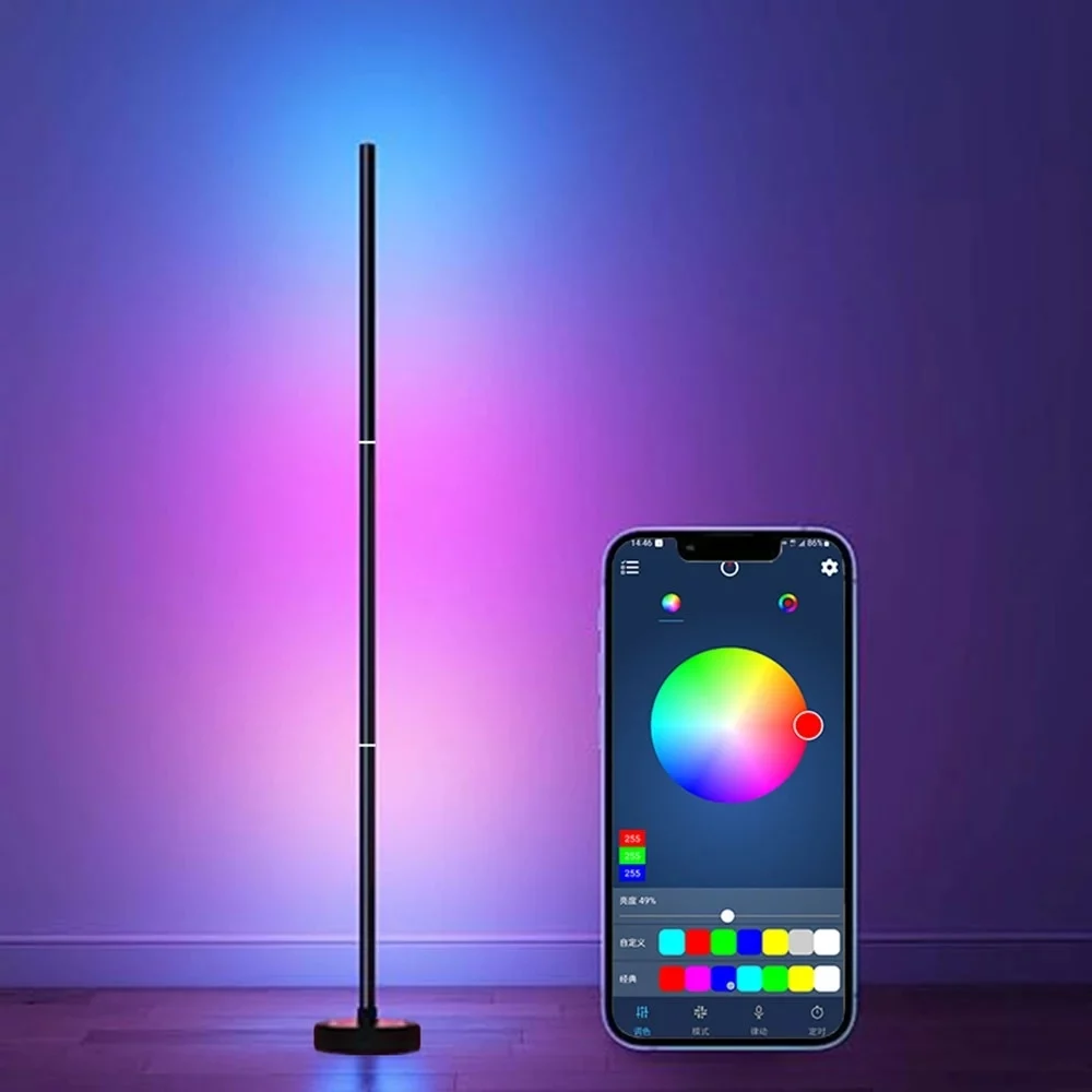 Corner Floor Lamp Smart RGB LED Corner Lamp with Spotlight 10 Million Colors Changing LED Floor Lamp with App Control Music Sync Timer Mood Lighting for Living Room Christmas Decoration 06