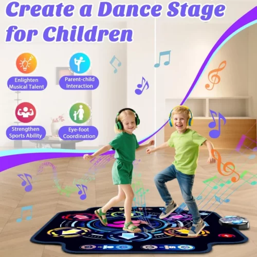 Dance Mat Kids Electronic Dance Pad with Wireless Bluetooth 5 Speeds 9 Levels Music Toys Birthday 07