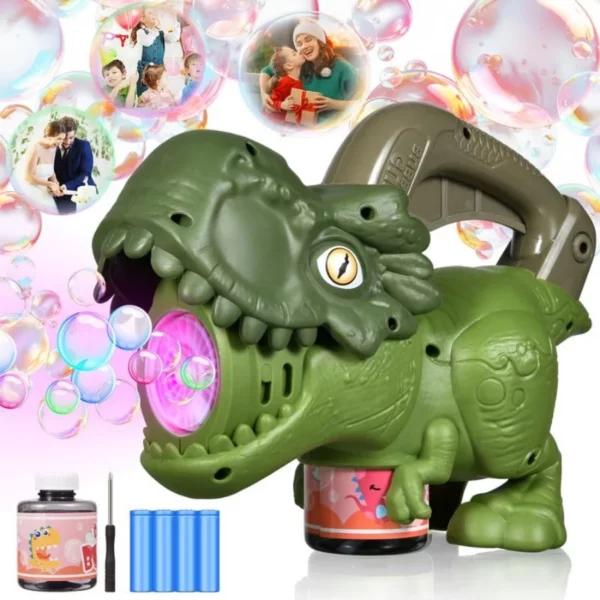 Dinosaur Bubble Machine with Lights, Automatic Handheld Bubble Toy 20000+ Bubbles/Min for Kids Outdoor Party Yard Fun Gift