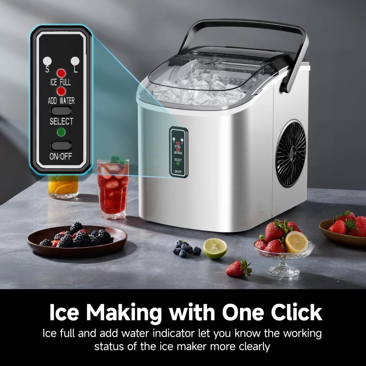 EUHOMY Ice Maker Countertop 9 Cubes Ready in 6 Mins 26lbs24H Self Cleaning Portable Ice Maker Ma 06