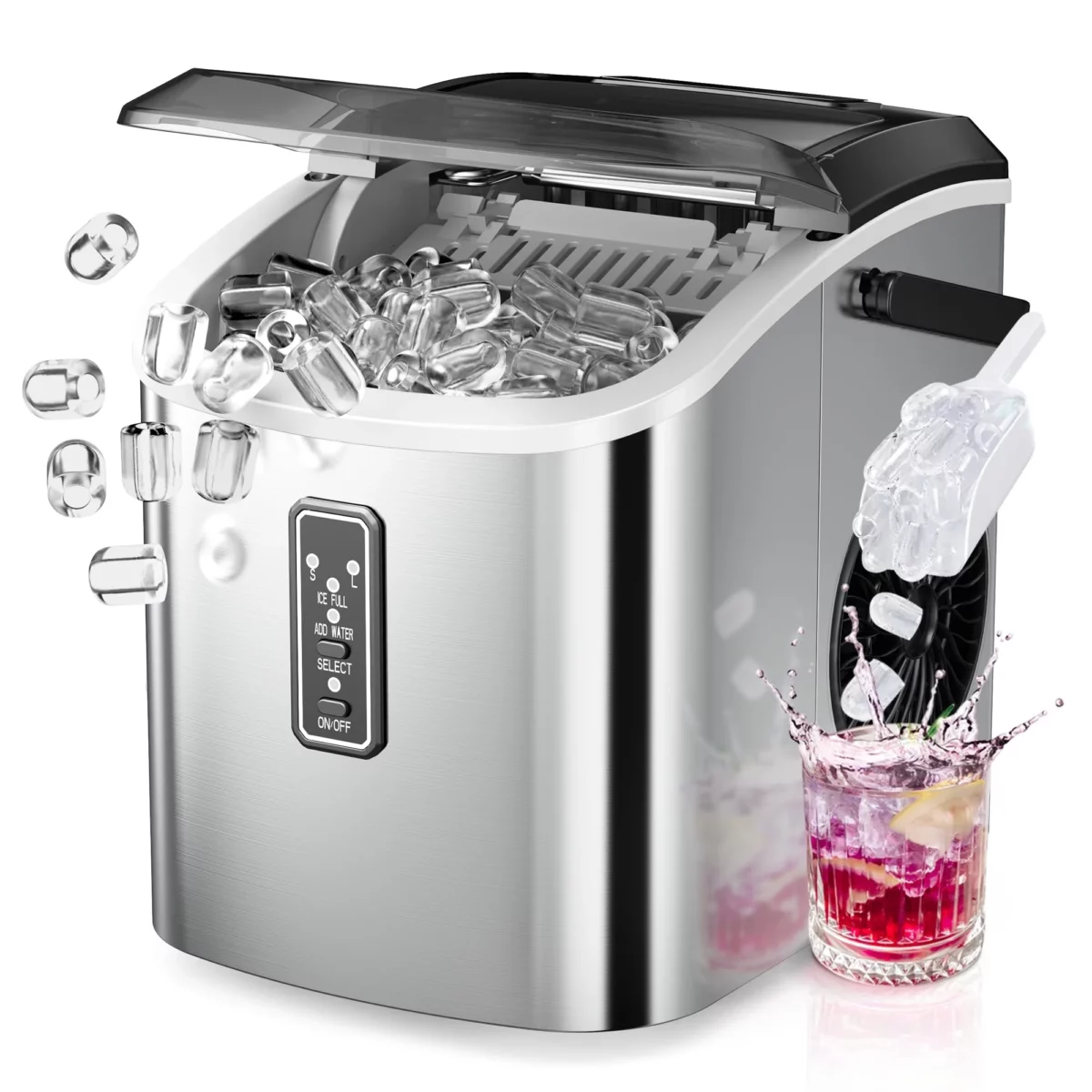 EUHOMY Ice Maker Countertop 9 Cubes Ready in 6 Mins 26lbs24H Self Cleaning Portable Ice Maker Ma 07