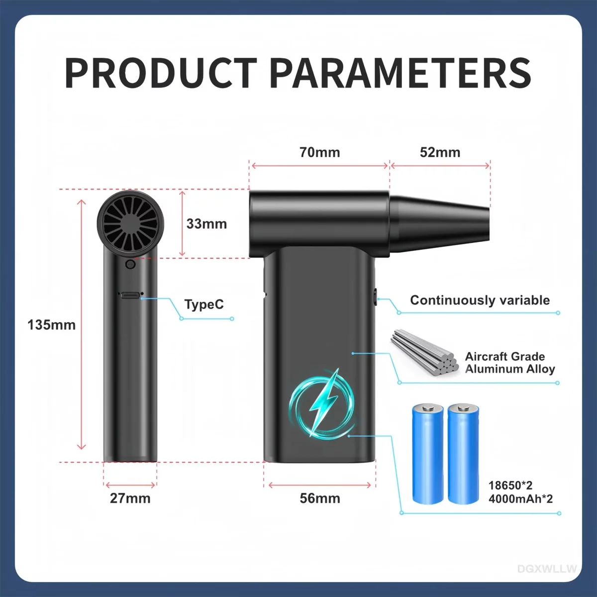 Electric Compressed Air Duster 4 Gear Adjustable 180000 RPM Air Blower 8000 mAh Rechargeable Cordl 02