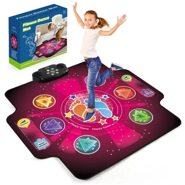 Electronic Dance Mat for Kids, Upgraded Light-Up 6 Button Bluetooth Play Pad with Music