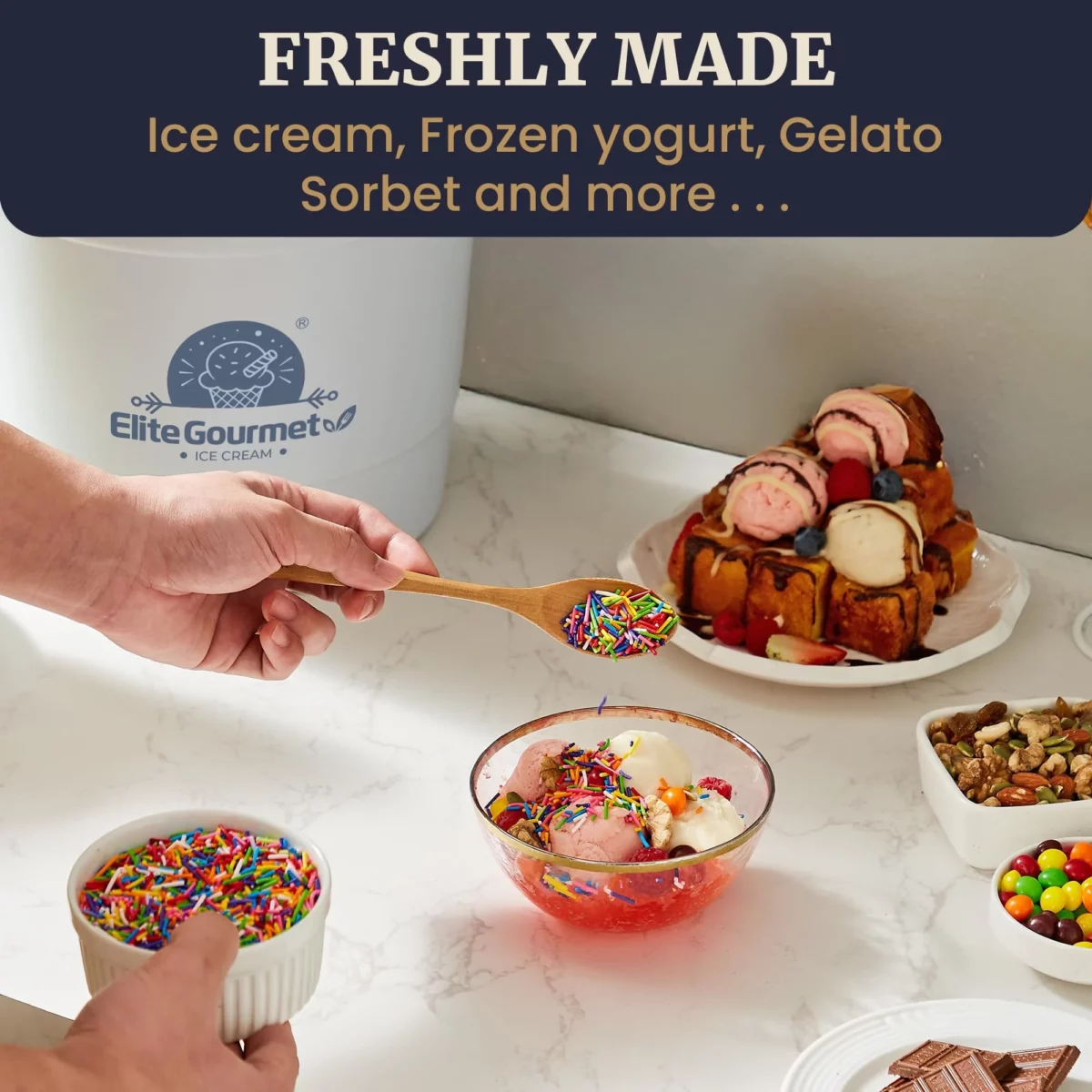 Elite Gourmet 4Qt Electric Ice Cream Maker EIM350X Delicious Homemade Ice Cream Gelato Sorbet Fro 03