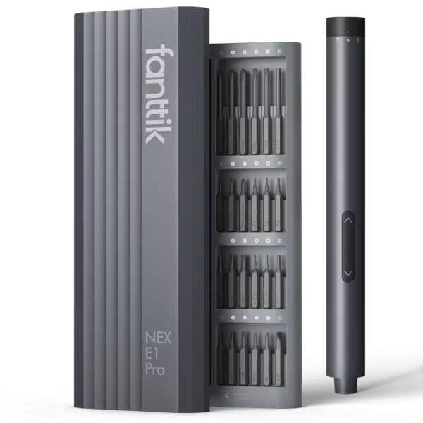 Fanttik E1 Pro Cordless Screwdriver Kit, 3 N.m Torque, Quick-Charge Battery, 24 Magnetic Bits for Electronics Repair