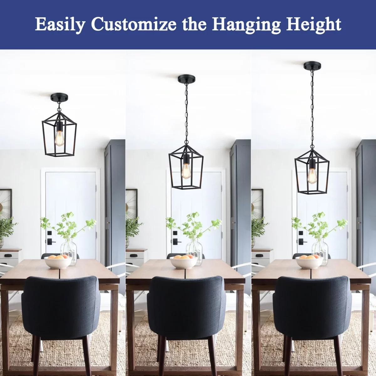 Farmhouse Pendant Lights Black Modern Metal Cage Design 03