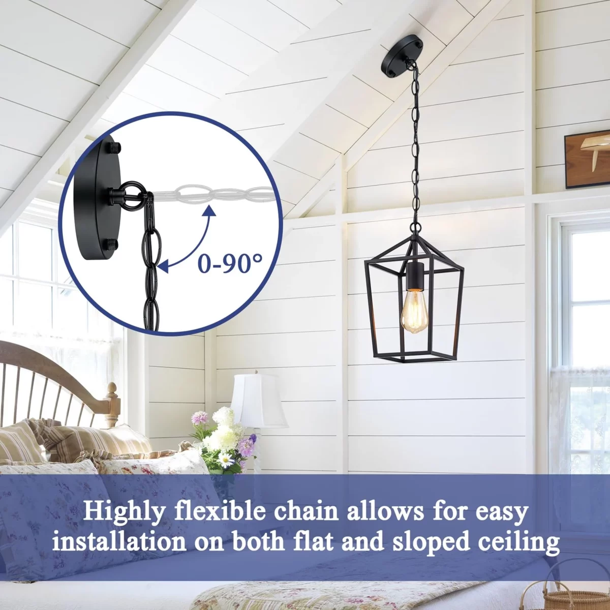 Farmhouse Pendant Lights Black Modern Metal Cage Design 05