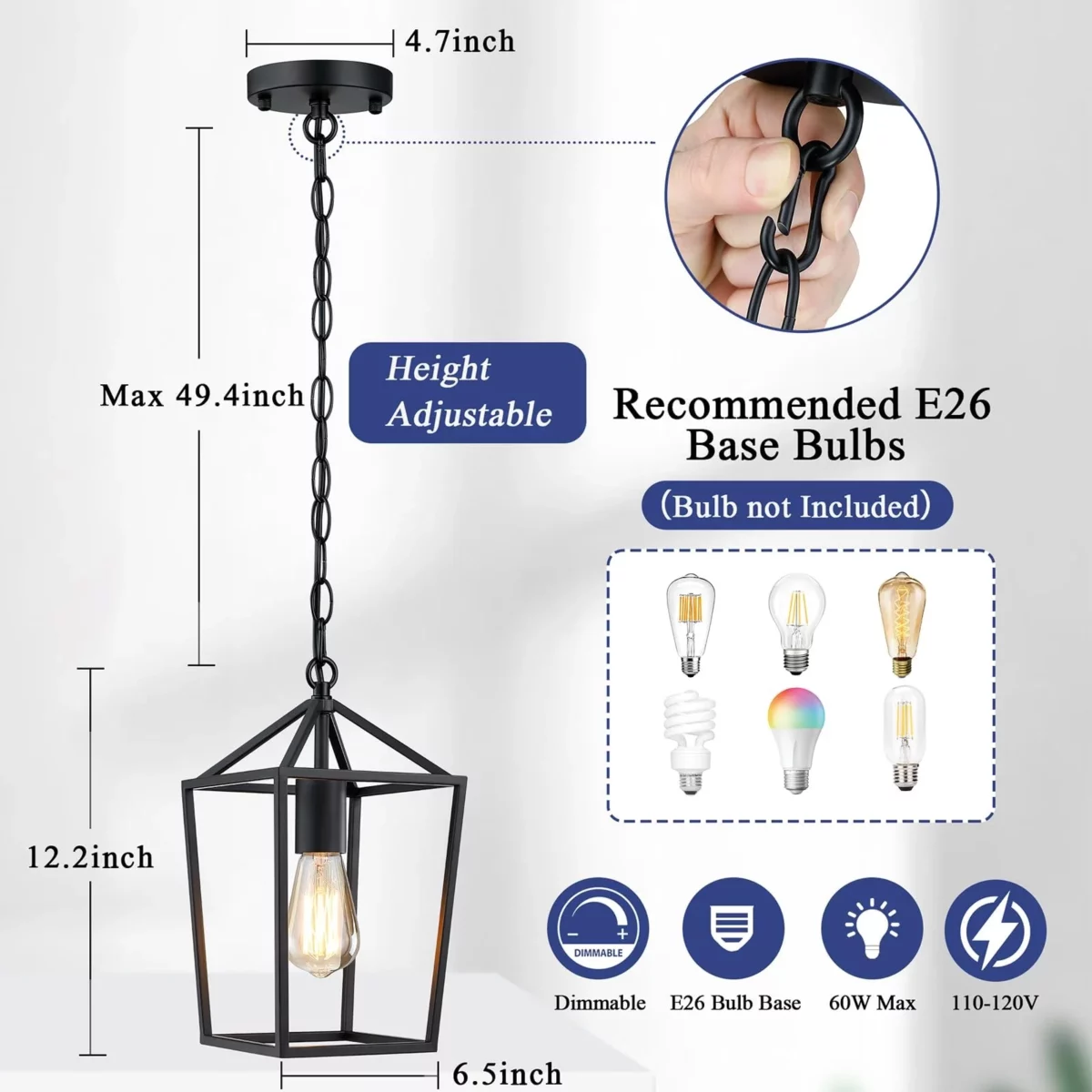 Farmhouse Pendant Lights Black Modern Metal Cage Design 06