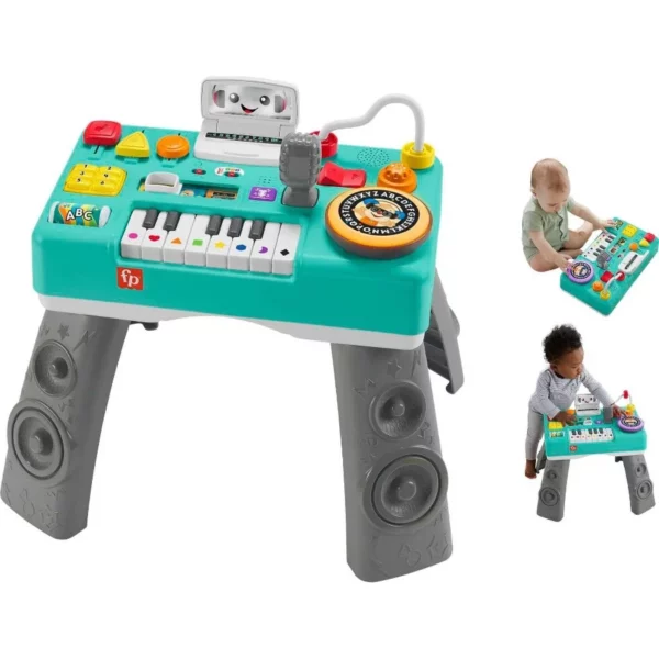 Fisher-Price Educational DJ Table Baby Toy Stand Musical Activity Center for Infants Toddlers 6+ Months, Learning Developmental Play