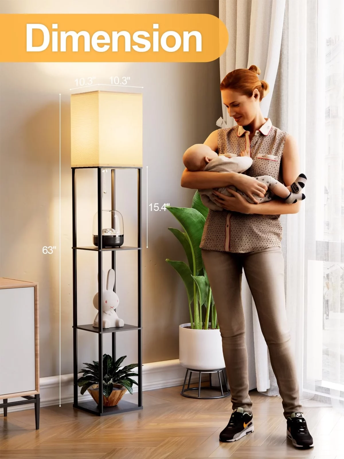 Floor Lamp with Shelves for Living Room 2 Pack Shelf Floor Lamp with 3 CCT LED Bulb Corner Display 03