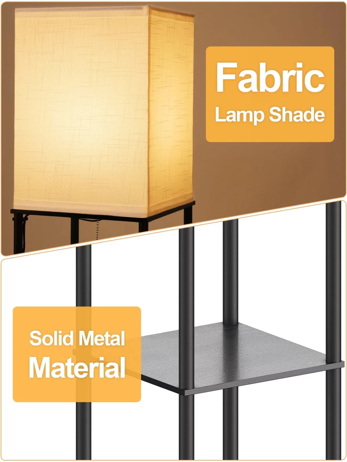 Floor Lamp with Shelves for Living Room 2 Pack Shelf Floor Lamp with 3 CCT LED Bulb Corner Display 04