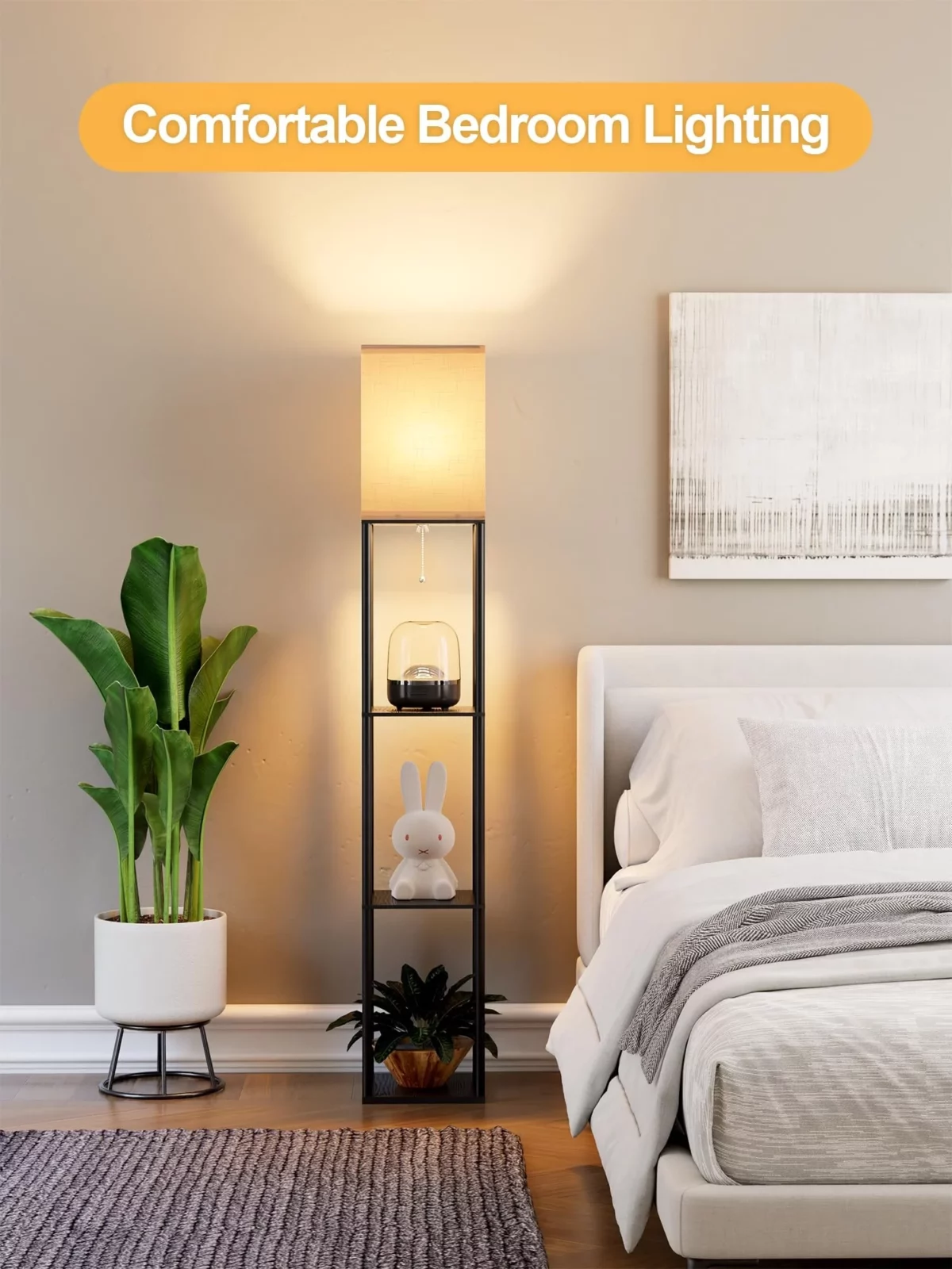 Floor Lamp with Shelves for Living Room 2 Pack Shelf Floor Lamp with 3 CCT LED Bulb Corner Display 06