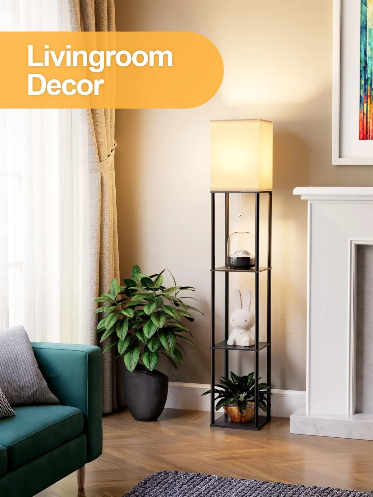 Floor Lamp with Shelves for Living Room 2 Pack Shelf Floor Lamp with 3 CCT LED Bulb Corner Display 07