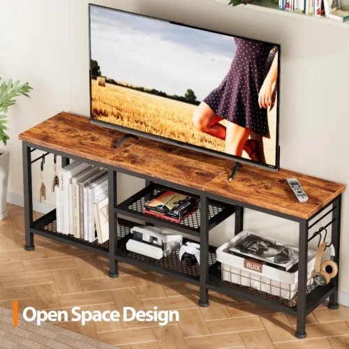 Furologee TV Stand for TVs up to 55 Inch Entertainment Center with Open Storage Shelves Media Cons 07