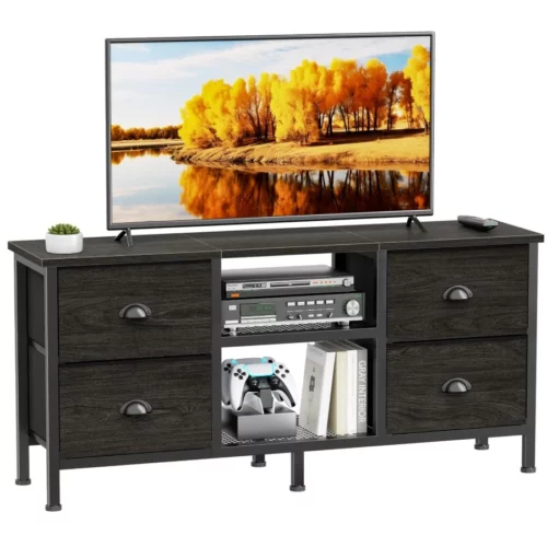 Furologee TV Stand with 4 Drawers 43 inch Entertainment Center with Open Shelves Media Center for 01
