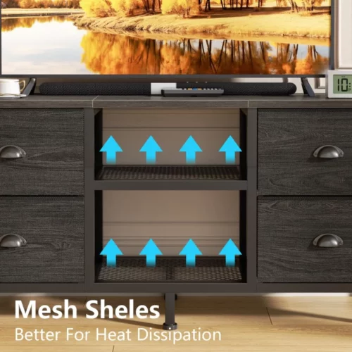 Furologee TV Stand with 4 Drawers 43 inch Entertainment Center with Open Shelves Media Center for 07