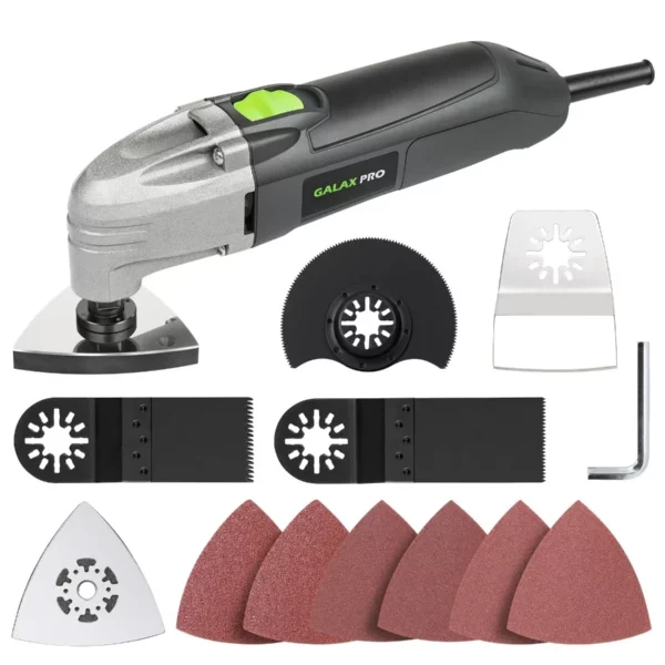 GALAX 2.0A Oscillating Tool, 22000 OPM, 3° Angle, Multi Tool Kit with Saw Blades, Sanding Plate & Papers