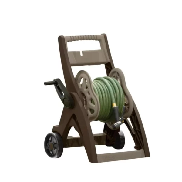 Suncast 175 FT Hosemobile Portable Garden Hose Reel Cart with Wheels, Crank Handle Storage Tray for Gardening Accessories