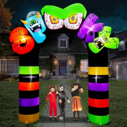 Giant Halloween Inflatables 9FT Spooky Archway Halloween Inflatable Arch Built in 8 LED for Spooky 07