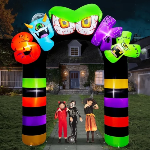 9FT Giant Halloween Inflatable Spooky Archway Waterproof with 8 LED Lights, Blow Up Outdoor Yard Lawn Garden Party Haunted House