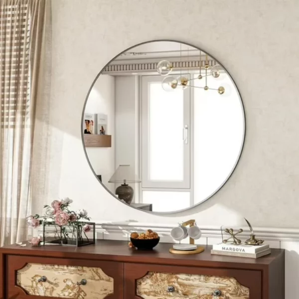 Lumora 20 Inch Round Bathroom Mirror, Wall Mounted Black Vanity Mirror, Modern Decorative for Home Decor