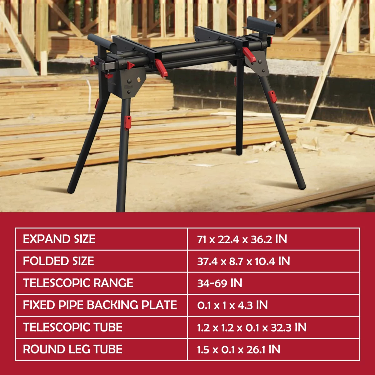 Hyper Tough Hyper Stack Heavy Duty 500 lb Miter Saw Stand Supports 10 Boards 06 scaled