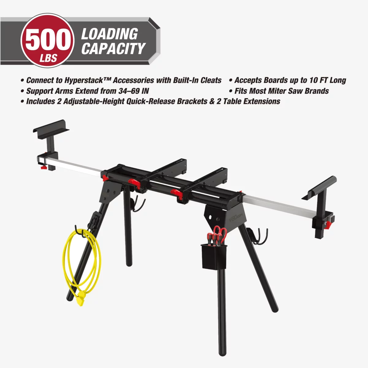 Hyper Tough Hyper Stack Heavy Duty 500 lb Miter Saw Stand Supports 10 Boards 07 scaled