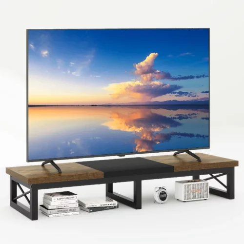 IBUYKE 45 Large TV Riser for 32 60 inch TVTabletop Short TV Stand with Storage and Steel LegsDual 01