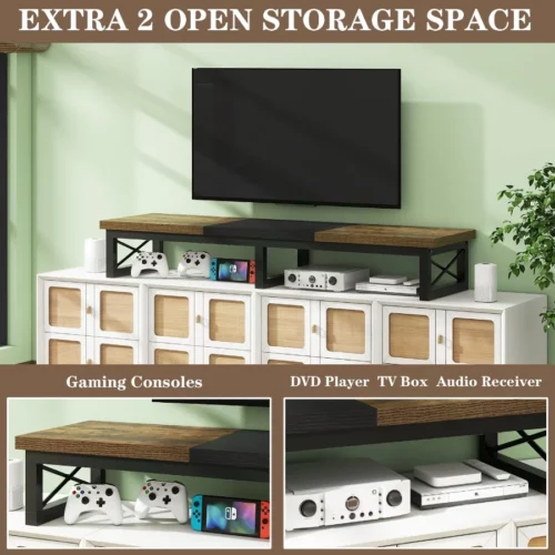 IBUYKE 45 Large TV Riser for 32 60 inch TVTabletop Short TV Stand with Storage and Steel LegsDual 08