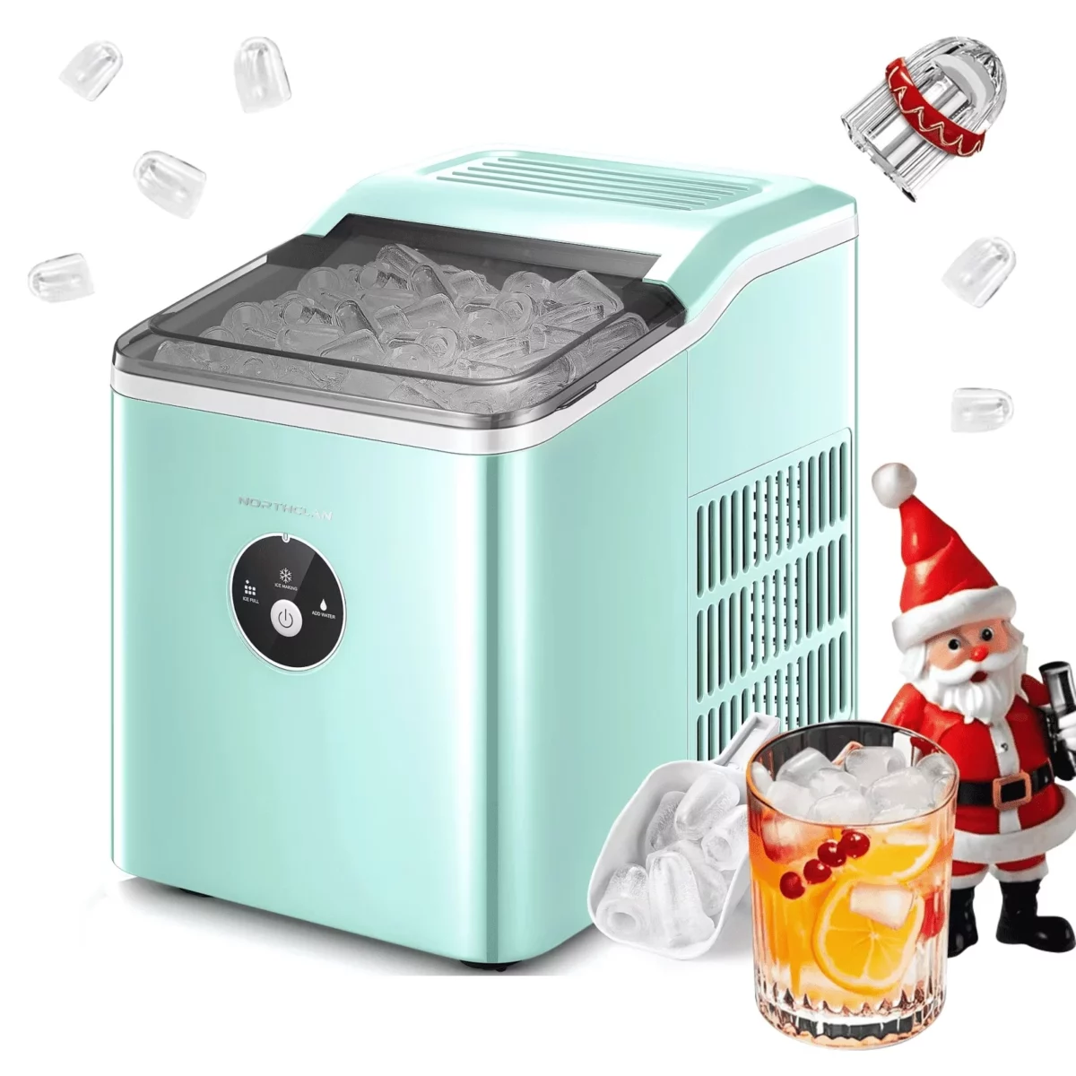Ice Maker Countertop 30 lbs Ice in 24 Hrs 9 Bullet Ice in 5 Minutes Mint Blue NORTHCLAN 02